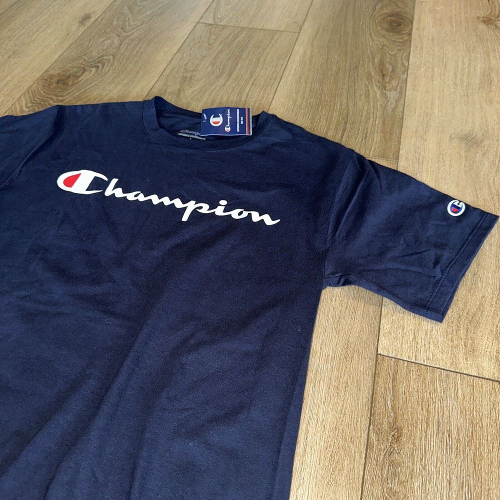 Champion Men's T-Shirt Short Sleeve Cotton Original Classic Jersey Script Logo S - Picture 2 of 8
